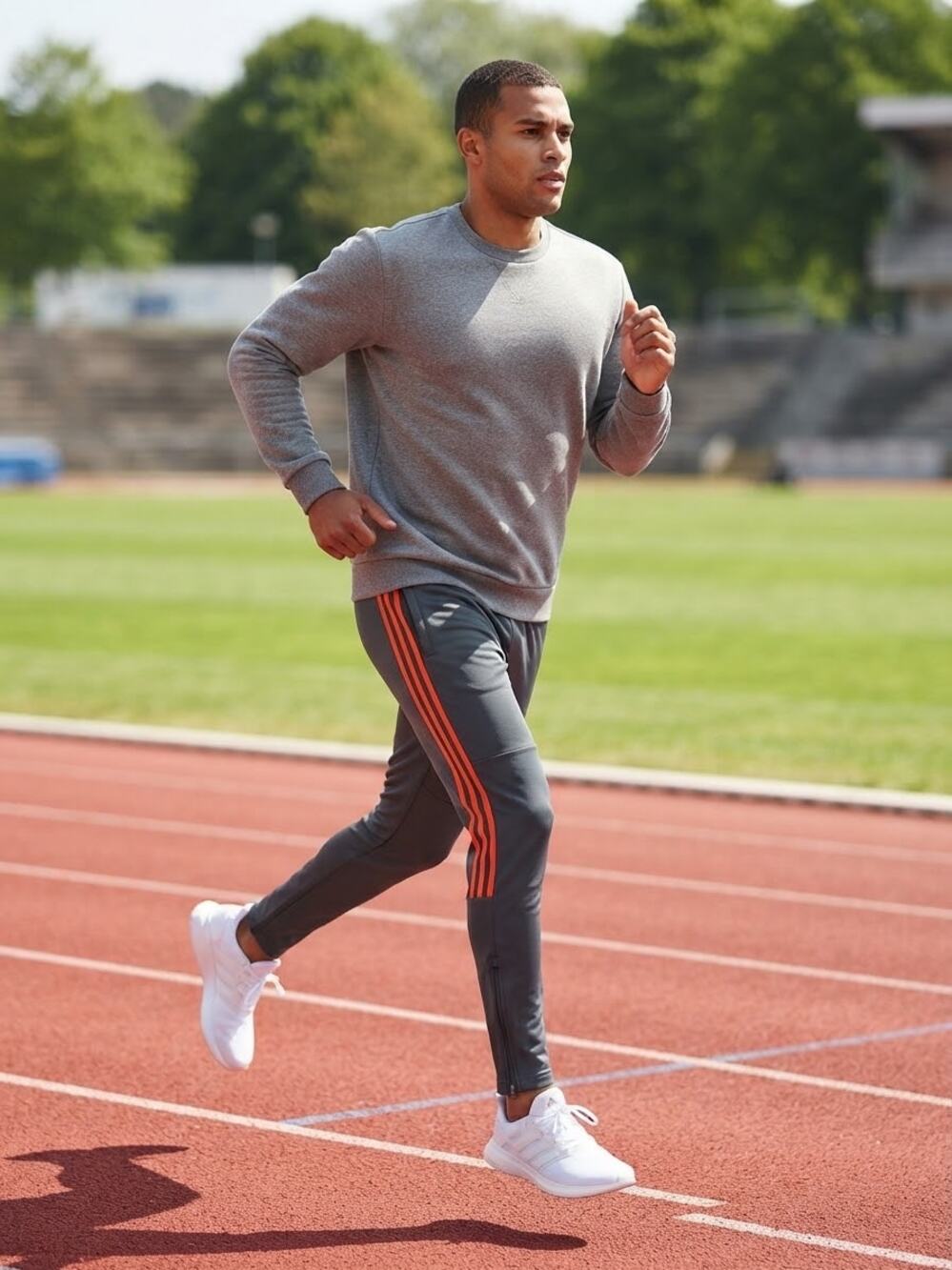 Adidas Gray & Orange 3-Stripe Athletic Training Track Pants Size XL runs smaller